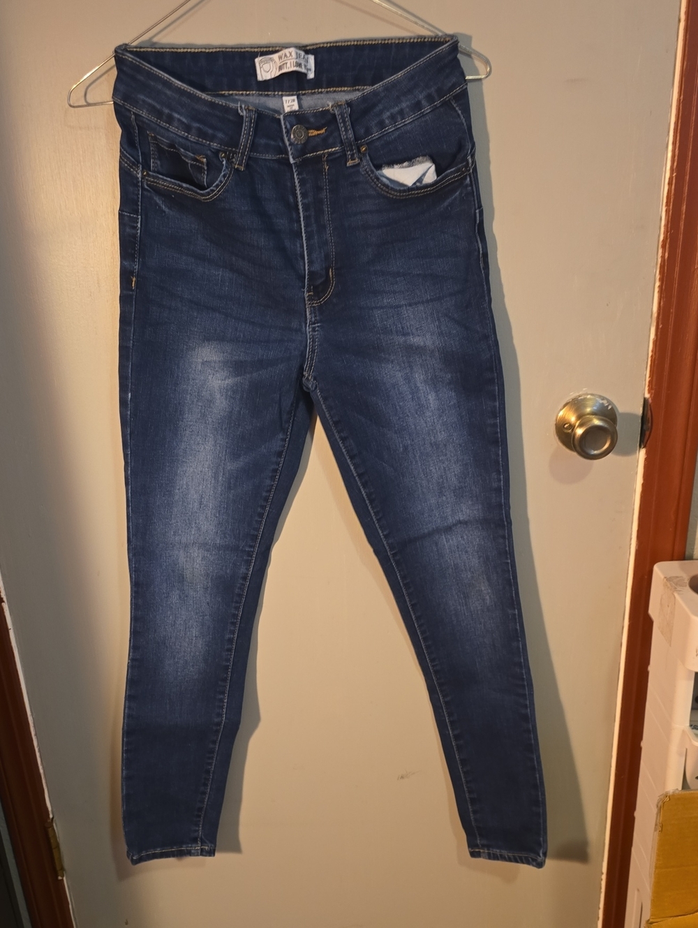 Wax Jean Women's Skinny Jeans in Dark Blue Wash